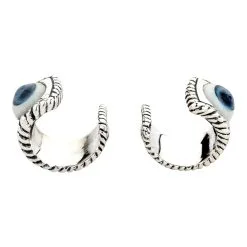 Bikerringshop Sterling Silver Evil Eye Eyeball Ear Cuff Earrings -Outlet Rings Store evil eye hoop earrings 3