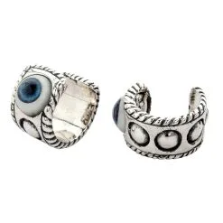 Bikerringshop Sterling Silver Evil Eye Eyeball Ear Cuff Earrings -Outlet Rings Store evil eye hoop earrings 5