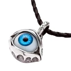 Bikerringshop Sterling Silver Gothic Blue Evil Eye Pendant -Outlet Rings Store evil eye necklace 2