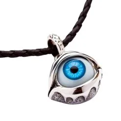 Bikerringshop Sterling Silver Gothic Blue Evil Eye Pendant -Outlet Rings Store evil eye necklace 3