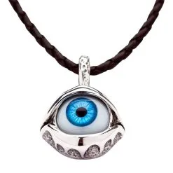 Bikerringshop Sterling Silver Gothic Blue Evil Eye Pendant -Outlet Rings Store evil eye necklace 4