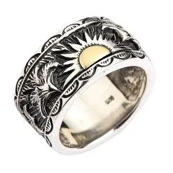 Bikerringshop Sterling Silver Indian Mens Band Ring