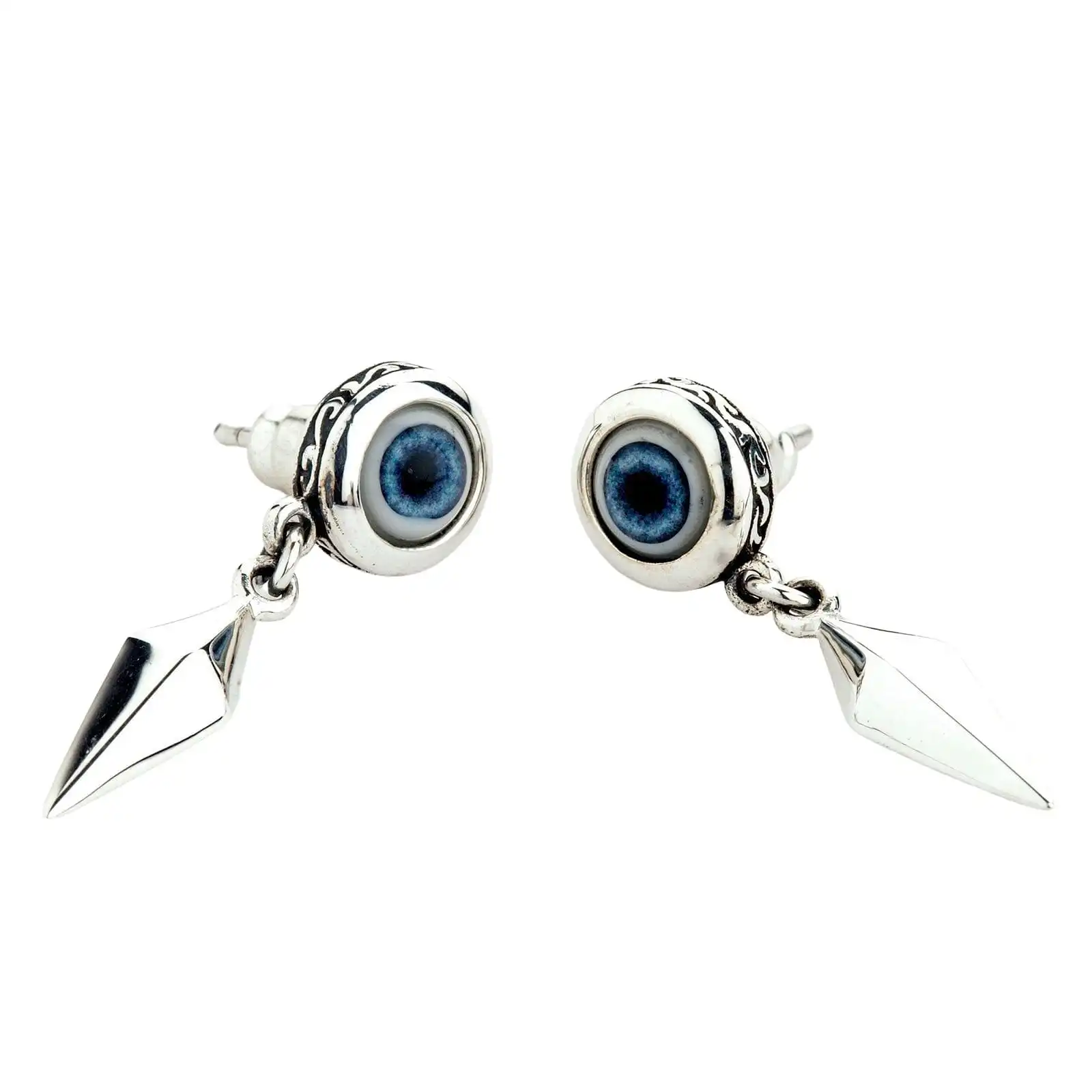 Bikerringshop Sterling Silver Evil Eye Fang Stud Earrings 6 Bikerringshop Sterling Silver Evil Eye Fang Stud Earrings - Image 4