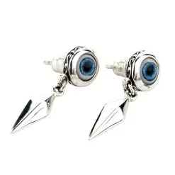 Bikerringshop Sterling Silver Evil Eye Fang Stud Earrings