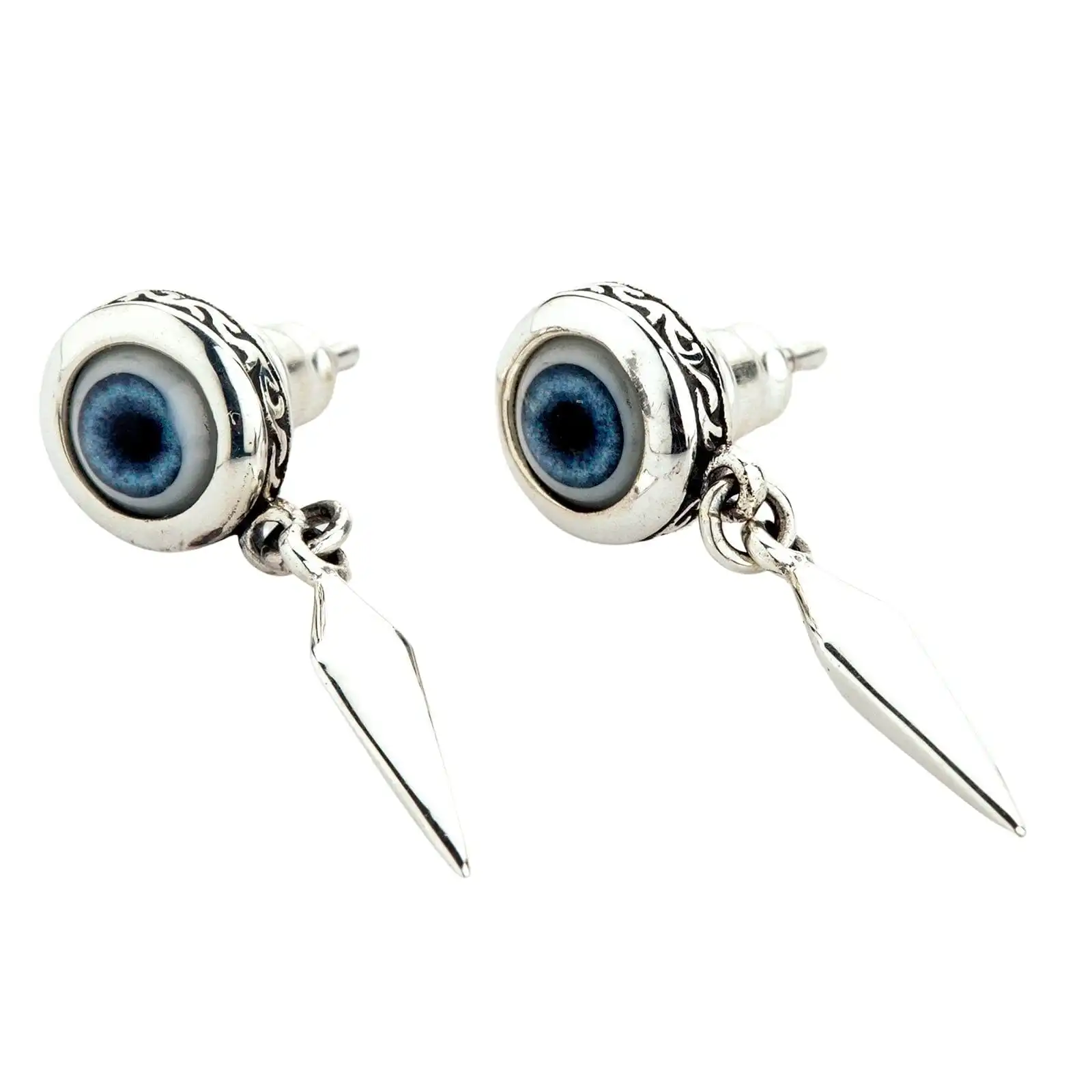 Bikerringshop Sterling Silver Evil Eye Fang Stud Earrings 5 Bikerringshop Sterling Silver Evil Eye Fang Stud Earrings - Image 3