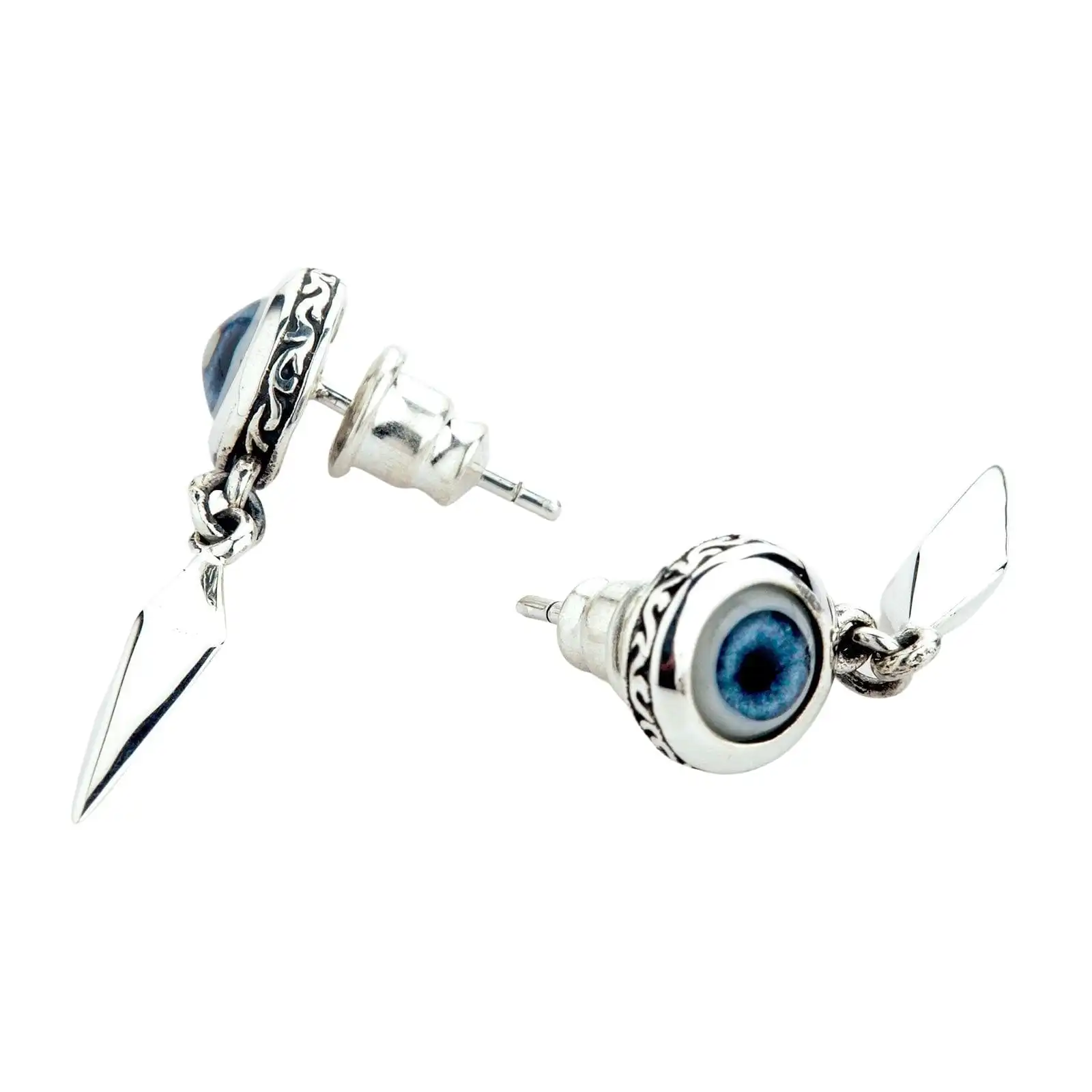 Bikerringshop Sterling Silver Evil Eye Fang Stud Earrings 9 Bikerringshop Sterling Silver Evil Eye Fang Stud Earrings - Image 7