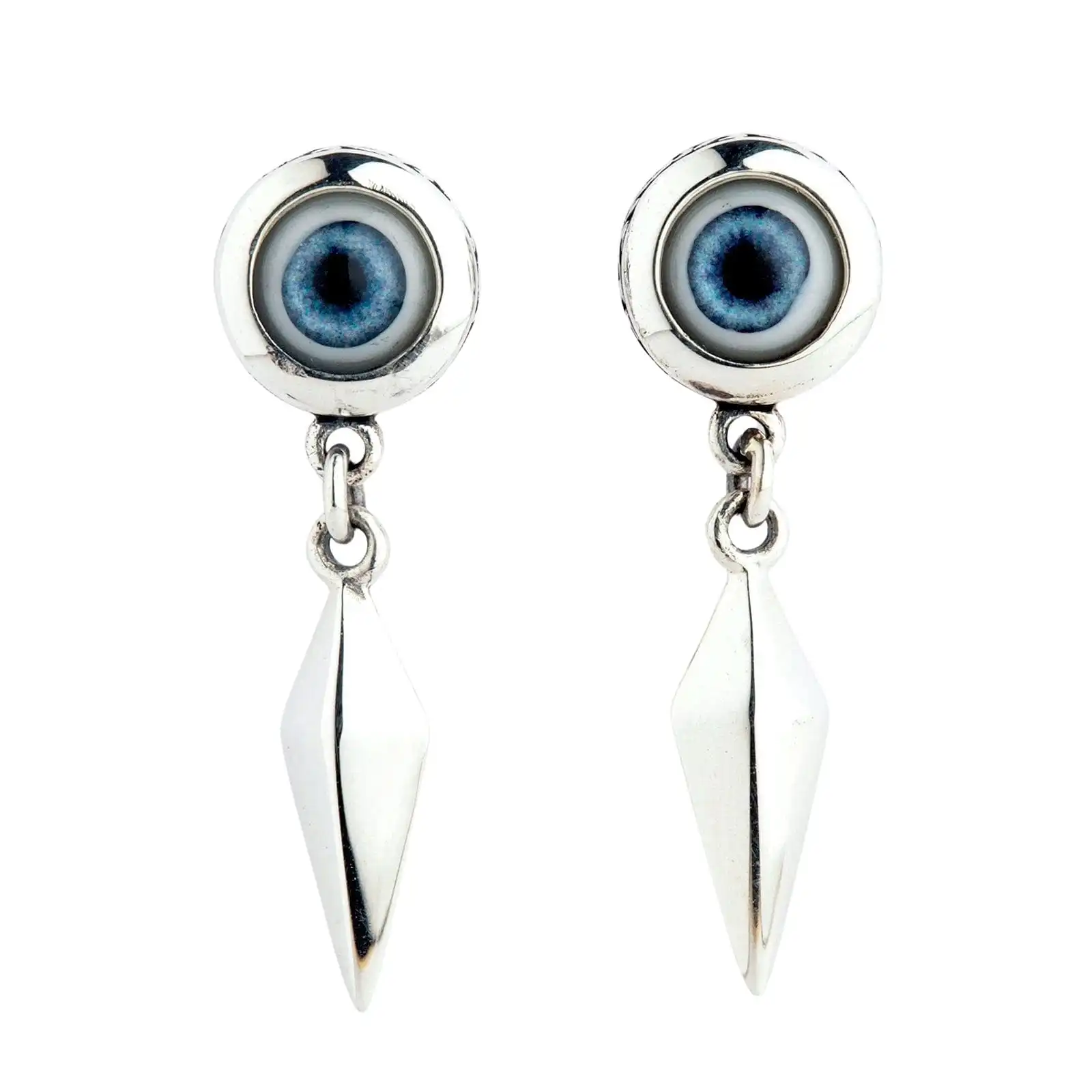 Bikerringshop Sterling Silver Evil Eye Fang Stud Earrings 4 Bikerringshop Sterling Silver Evil Eye Fang Stud Earrings - Image 2