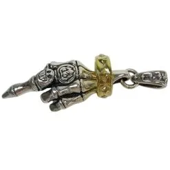 Bikerringshop Sterling Silver Skeleton Hand Finger Rocker Pendant -Outlet Rings Store finger lucky number pendant 5