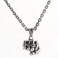 Bikerringshop Sterling Silver Biker Fist Pendant Necklace 16 Bikerringshop Sterling Silver Biker Fist Pendant Necklace -Outlet Rings Store fist necklace