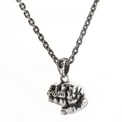Bikerringshop Sterling Silver Biker Fist Pendant Necklace 20 Bikerringshop Sterling Silver Biker Fist Pendant Necklace -Outlet Rings Store fist necklace 5