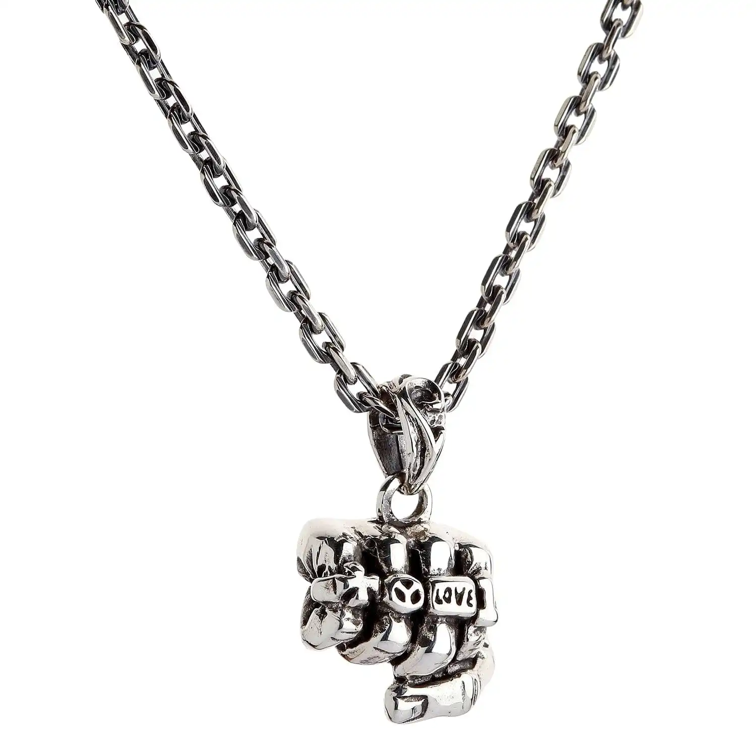 Bikerringshop Sterling Silver Biker Fist Pendant Necklace 4 Bikerringshop Sterling Silver Biker Fist Pendant Necklace - Image 2