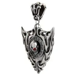 Bikerringshop Sterling Silver Flame Blade Skull Pendant -Outlet Rings Store flame blade skull pendant 2
