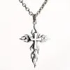 Bikerringshop 925 Sterling Silver Flame Cross Biker Pendant -Outlet Rings Store flame cross pendant