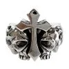 Bikerringshop Sterling Silver Flame Cross Skull Ring -Outlet Rings Store flame cross skull rings
