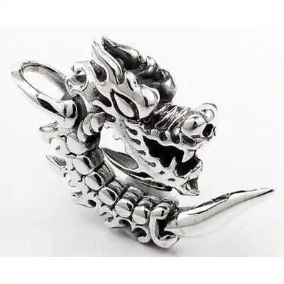 Bikerringshop 925 Sterling Silver Gothic Flame Dragon Biker Pendant 4 Bikerringshop 925 Sterling Silver Gothic Flame Dragon Biker Pendant - Image 2