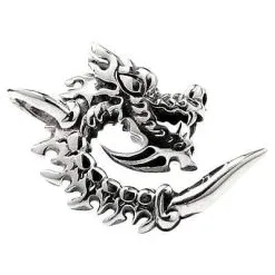 Bikerringshop 925 Sterling Silver Gothic Flame Dragon Biker Pendant