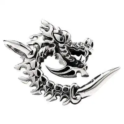 Bikerringshop 925 Sterling Silver Gothic Flame Dragon Biker Pendant 3 Bikerringshop 925 Sterling Silver Gothic Flame Dragon Biker Pendant