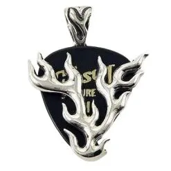 Bikerringshop Sterling Silver Flame Guitar Pick Holder Pendant 11 Bikerringshop Sterling Silver Flame Guitar Pick Holder Pendant -Outlet Rings Store flame guitar pick pendant 5