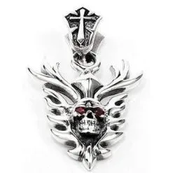 Bikerringshop Sterling Silver Flame Skull Biker Pendant -Outlet Rings Store flame skull biker pendant 2