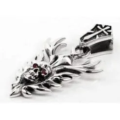 Bikerringshop Sterling Silver Flame Skull Biker Pendant -Outlet Rings Store flame skull biker pendant 3