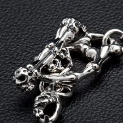 Bikerringshop Flame Skull Sterling Silver Bracelet -Outlet Rings Store flame skull silver 4