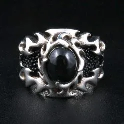 Bikerringshop Sterling Silver Flame Stingray Biker Ring