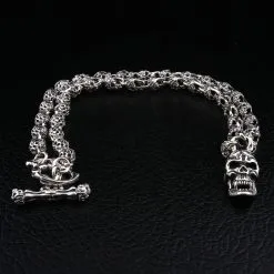 Bikerringshop Flaming Skull Sterling Silver Necklace