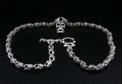 Bikerringshop Flaming Skull Sterling Silver Necklace -Outlet Rings Store flaming skull silver necklace 5