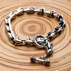 Bikerringshop Tribal Floral Link Sterling Silver Bracelet