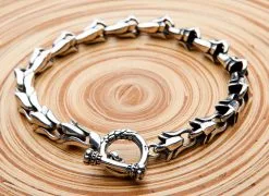 Bikerringshop Tribal Floral Link Sterling Silver Bracelet -Outlet Rings Store floral link silver bracelet 3
