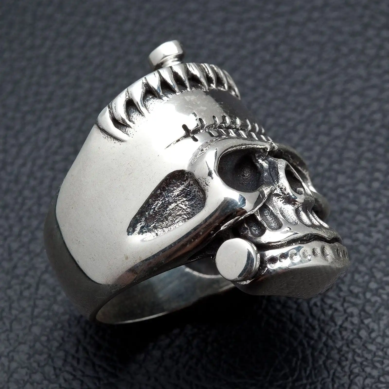 Bikerringshop 925 Sterling Silver Frankenstein Mens Skull Ring 7 Bikerringshop 925 Sterling Silver Frankenstein Mens Skull Ring - Image 5