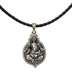Bikerringshop Sterling Silver Ganesh Pendant Necklace