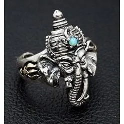 Bikerringshop Ganesh Turquoise Silver Rings