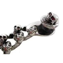 Bikerringshop Sterling Silver Red Garnet Eyes Skull Bracelet -Outlet Rings Store garnet eyes skull bracelet 3
