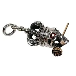Bikerringshop Sterling Silver Red Eyes Garnet Skull And Rose Gothic Pendant -Outlet Rings Store garnet skull and rose gothic pendant 3