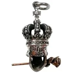 Bikerringshop Sterling Silver Red Eyes Garnet Skull And Rose Gothic Pendant -Outlet Rings Store garnet skull and rose gothic pendant 4