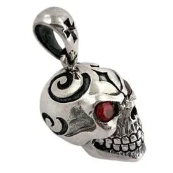 Bikerringshop 925 Sterling Silver Garnet Skull Pendants -Outlet Rings Store garnet skull pendants 6