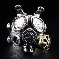 Bikerringshop Silver US Military Gas Mask Mens Ring