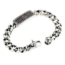 Bikerringshop Sterling Silver Gemstones ID Mens Bracelet