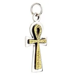 Bikerringshop Yellow Gold Sterling Silver Ankh Pendant -Outlet Rings Store gold ankh pendant