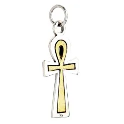 Bikerringshop Yellow Gold Sterling Silver Ankh Pendant -Outlet Rings Store gold ankh pendant 3