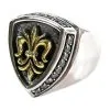 Bikerringshop Gold Fleur De Lis Sterling Silver Men's Rings -Outlet Rings Store gold fleur de lis biker rings