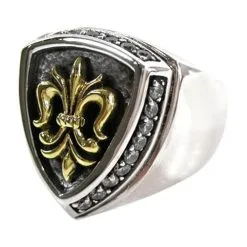 Bikerringshop Gold Fleur De Lis Sterling Silver Men's Rings