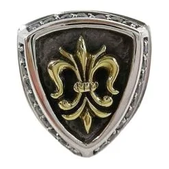 Bikerringshop Gold Fleur De Lis Sterling Silver Men's Rings -Outlet Rings Store gold fleur de lis biker rings 6