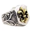 Bikerringshop Yellow Gold Fleur De Lis Mens Medieval Ring -Outlet Rings Store gold fleur ring
