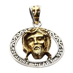 Bikerringshop Gold Jesus Silver Pendant