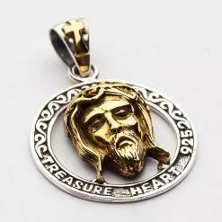 Bikerringshop Gold Jesus Silver Pendant -Outlet Rings Store gold jesus silver pendant 3