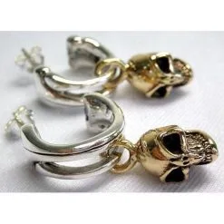 Bikerringshop Yellow Gold Skull Earrings 8 Bikerringshop Yellow Gold Skull Earrings -Outlet Rings Store gold skull earrings 3