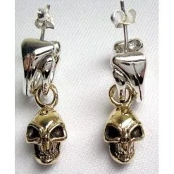 Bikerringshop Yellow Gold Skull Earrings 9 Bikerringshop Yellow Gold Skull Earrings -Outlet Rings Store gold skull earrings 4