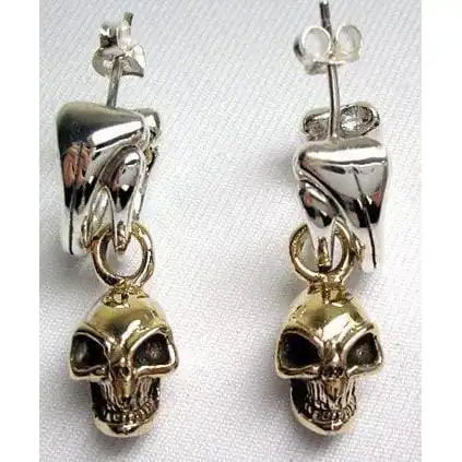 Bikerringshop Yellow Gold Skull Earrings 6 Bikerringshop Yellow Gold Skull Earrings - Image 4